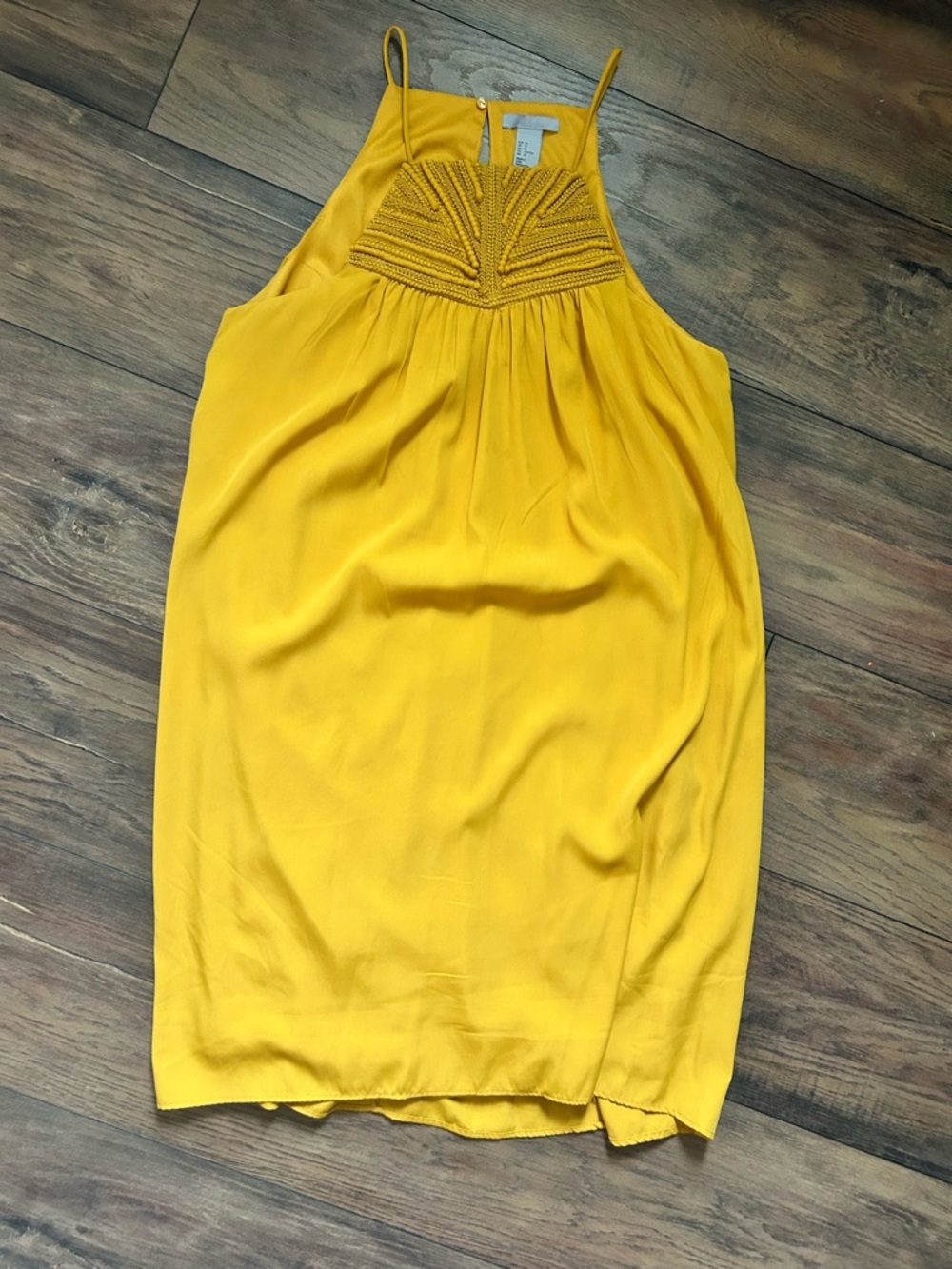 H&M Mustard Yellow Crochet Detail Sleeveless Dress